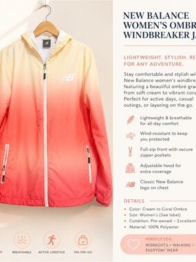 New Balance Women's Cream to Coral Ombre Windbreaker Jacket